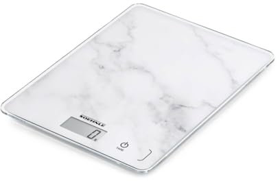 Soehnle Báscula para cocina Page Compact 300 Marble, báscula de cocina extraplana con 5 kg de capacidad, balanza digital de diseño para colgar