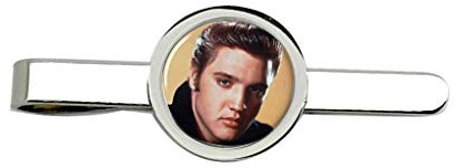 Giftshop UK Elvis Presley Krawattenclip, Silber, Resin, 55m, Runde Form, Für Erwachsene Männer, Elvis Presley Fans