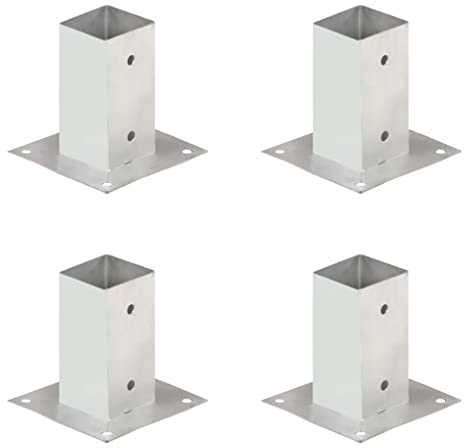 vidaXL 4x Anclajes para Postes Picas Punta Lanza Bases Soporte Jardín Patio al Aire Libre Estacas Exterior Valla Cerca Separador Metal Galvanizado 71 mm