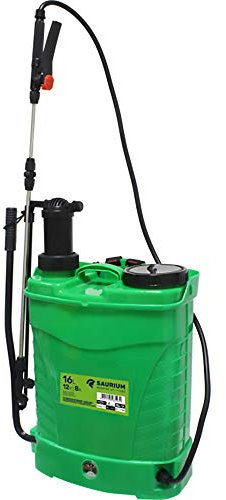 MADER Pulverizador Presión 16L, Manual y Batería 2 en 1, Saurium - Verde, 48523