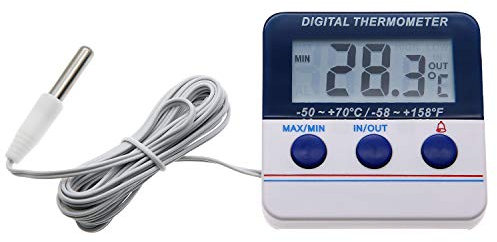 AMTAST Kühlschrankthermometer Digitales Gefrierschrankthermometer mit Magnet Alarm Speicher Kühlschrankthermometer