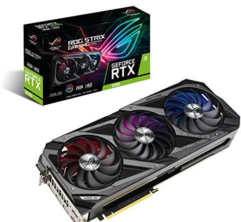 ASUS ROG Strix NVIDIA GeForce RTX 3090 Gaming-Grafikkarte, PCIe 4.0, 24 GB GDDR6X, HDMI 2.1, DisplayPort 1.4a, Axial-Tech Lüfterdesign, 2,9 Slot