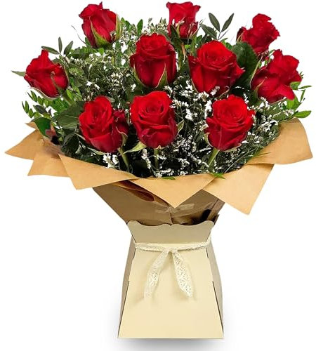 All Occasions Red Flowers - 10 Premium Roses, Fresh Bouquet, Next Day Delivery, Perfect for Birthdays, Anniversaries