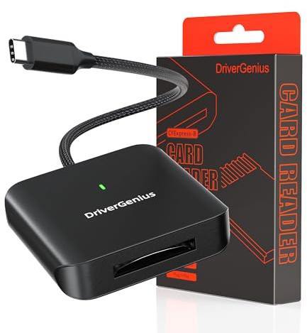 DriverGenius MediaPro Lector de Tarjetas CFexpress Tipo-B con USB-C | USB 3.2 Gen2 (10Gbps) – Compañero para Fotógrafos y Videógrafos Profesionales (Carcasa de Metal)