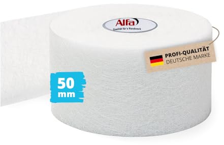 Alfa Glasfaser Fugendeckstreifen 50 mm x 25 m Bewehrungsstreifen | Profi-Qualität - Verspachtelung von Gipskartonplatten - Sehr dünne Glasfaserstreifen zur Rissvermeidung - Stabil