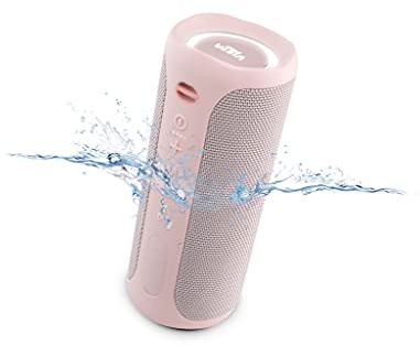 Vieta Pro Altavoz Bluetooth Potente, Resistente al Agua, 10H de Batería, Micrófono y Radio FM. Altavoz Portátil Grande True Wireless, Aux In, USB, Asistente de Voz y Sistema de Luces | Upper 3 Rosa