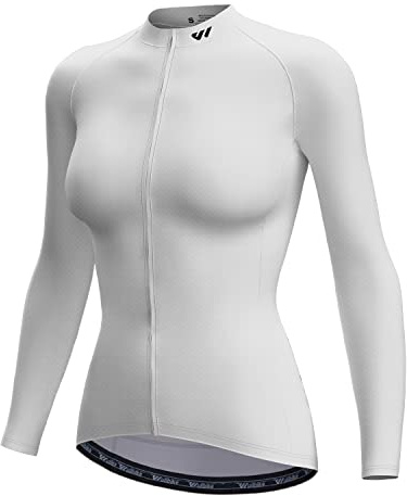 Wulibike Radtrikot Damen Langarm Fahrradtrikot Atmungsaktiv Rennrad Trikot mit 3 Rückentaschen