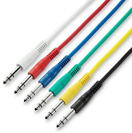 Adam Hall cables 3 Star BVV 0015 Set of 6 Patch Cable 6.3 mm Stereo Jack 0.15 m