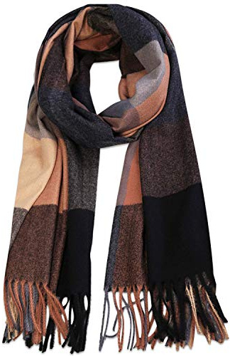 PCIQUTE Plaid Scarf for Women Winter Scarf Shawl Wrap with Fringe