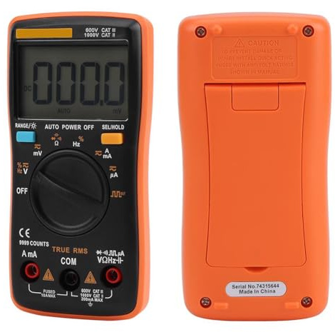 Aneng 9999 Multimètre À Gamme Automatique, Multimètre À Affichage Numérique | True-Rms 9999 Tension Ac/Dc Ampèremètre Testeur Électronique de Courant Ohm, Avec Sondes Polyvalentes
