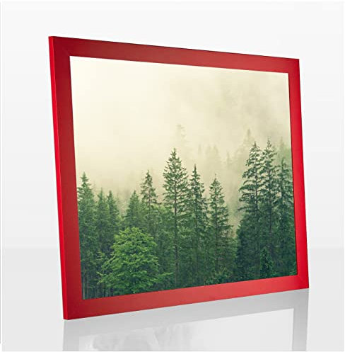 Monaldo Deluxe Bilderrahmen Posterrahmen 98 x 75 cm Rot Knallrot Ferrarirot Wechselrahmen weisser Hintergrund klares Kunstglas