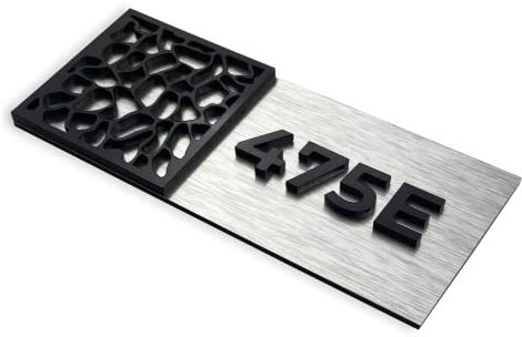 ALÚMADESIGNCO Schild nummer, Selbstklebend Zimmerschild/Wohnung Nummernschilder - Zimmernummern Für Hotels - Türnummer Türschild - Hotel Zimmerschilder - Hotelbeschilderung - 15.5 cm x 6.5 cm