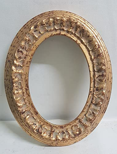 Generico Cornice ovale in legno foglia oro. per quadri, foto, stampe,poster ecc. italiane 13X18 MISURE CORNICE LARGH.5 ALT. 3.5 BATT 1.9 CM