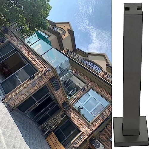 Poteau garde corps verre pince Noir Pince En Verre Carré Poste Balustrade Avec Slot, Inox Carré Poteau De Garde-corps De Panneau Pour Pont Jardin Balcon Patio Support De Clôture De Piscine ( Color : M