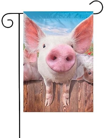 LAMAME Lustige niedliche Schwein gedruckt doppelseitige Outdoor Garten Flagge Garten Dekoration Flagge Vertikale Garten Flagge