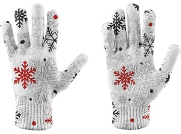 Touchscreen-Handschuhe – Unisex, Warme Strickhandschuhe, Schneeflockenmuster, Stretch, Winter, Rutschfeste Thermo-Fäustlinge – Für Männer Und Frauen, Outdoor, Radfahren, Laufen, Sport, Stil 1,