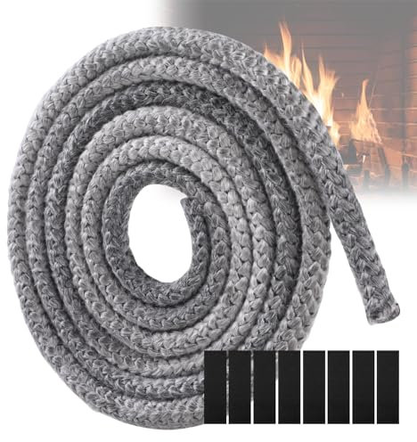 Guarnizione per Porta Stufa, GeeRic Φ12mm*2.5m Guarnizione per Camino+8 Nastri per Alte Temperature Fibra di Corda Ignifugo Guarnizione Isolante in Fibra per Stufe/Tubo di Forno/Caminetto/Camino