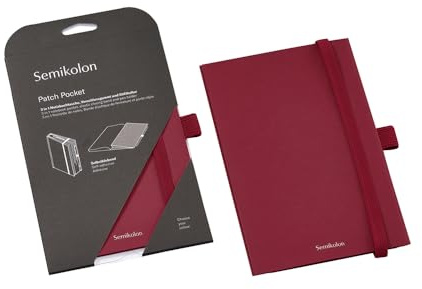 Semikolon 370992 Notebook Pocket 3-in-1 - Falttasche für Notizbuch A5 - mit Gummiverschluss und Stiftschlaufe - Burgundy