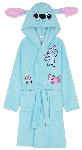 Disney Stitch Bademantel Kinder Mädchen, Morgenmantel mit Kapuze & Taschen - Geschenke für Mädchen & Teenager