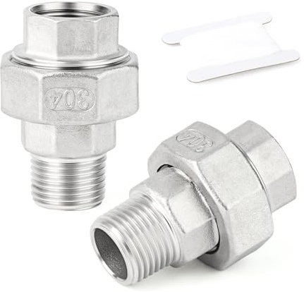 ERGAOBOY 2 piezas 1 BSP 304 acero inoxidable hembra y macho accesorios de tubería, accesorios de unión, adaptadores roscados para agua/petróleo/gas