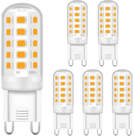 Ampoule LED G9, 4W Ampoules Led Blanc Chaud 3000K Équivalent 40W Ampoule Halogène, 400LM Ampoule G9 Led, Sans Scintillement, Non-dimmable, Ampoule G9 pour le Salon, Chambre, Cuisine, Lot de 6