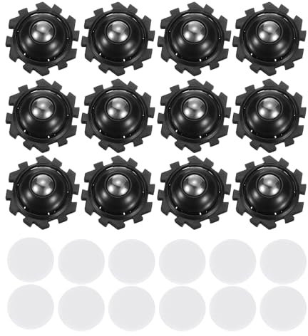 QUARKZMAN 12Pcs Mini Roulettes Autocollantes, 1,02 x 0,47 Roulettes Pivotantes à 360° pour Petits Appareils de Rangement Poubelle - Perles en Acier (Noir)