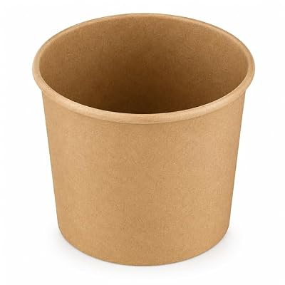 Arredo Chef Bol Alimentaire Kraft 580 ml Ø115 × H80 mm – Lot de 50 Pot à Soupe Jetable en Carton Kraft 320 g/m² – Pour Soupes, Salades, Nouilles et Desserts – Sans Couvercle
