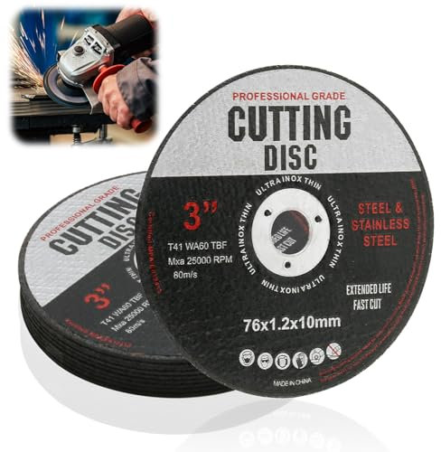 76mm Cutting Disc for Mini Angle Grinder, 10 Pcs Stainless Steel Grinder Discs, Cutting Wheels Grinding Disc, Hand Grinder Saw Disc for Cutting Aluminum Metal Rebar Wood(76mm X 1.2mm X 10mm)