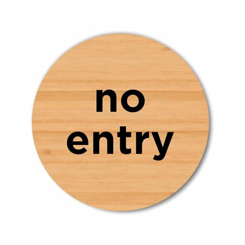 No Entry Sign – 100 x 100mm – Sustainable Bamboo with Vivid Print, Peel-and-Stick Installation, Eco-Friendly Door Signage for Offices, Restricted Areas & Public Spaces