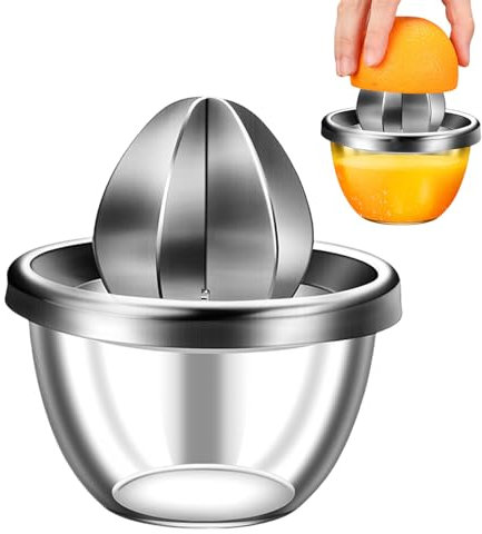 Pasdrucn 250ml Presse Agrumes Manuel INOX, Presse Agrumes Manuels avec Récipient en Plastique, Presse Citron Manuel, Presse Orange Manuel INOX, Presse Agrume Manuel Presse Citron (A)