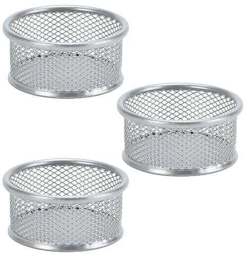 3 Stück Mesh Büroklammerhalter, Büroklammer Aufbewahrung Desktop Organizer Papierklammer Aufbewahrungshalter für Büro Haus Schule (Silber)