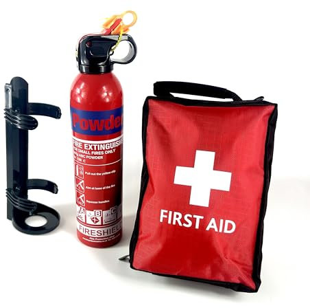 Premium 600 Gram ABC Powder Fire Extinguisher & Large First Aid Kit Fully Stocked