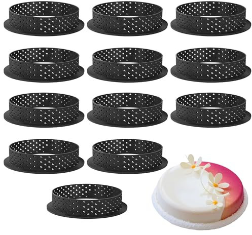 DUBUOZA 12 Stück Moldes Perforado Tartaletas Aros,Cortador de Moldes de Pastel de Círculo Perforado,Adecuado para hacer magdalenas, rosquillas y pasteles