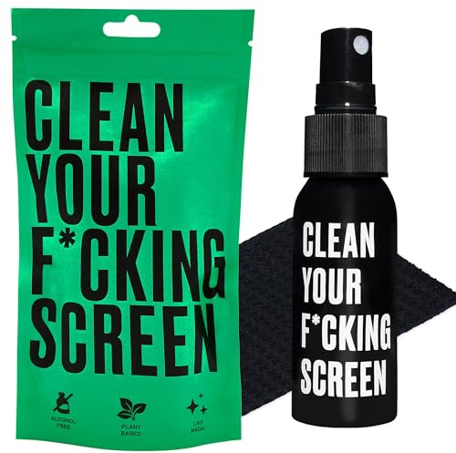 CYFS - Screen Cleaner - Professionelles Bildschirm Reinigungsset Alkoholfrei & Pflanzlich – Reinigungsspray & Mikrofasertuch für Kamera, DSLR, Smartphone, Laptop, Brillen & Displays