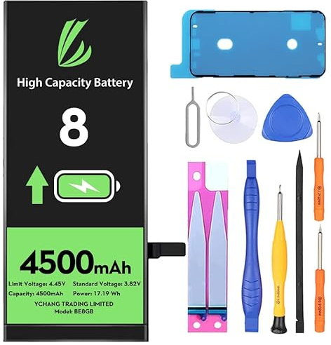 LL TRADER Batterie pour iPhone 8, 4500mAh avec Kits de Réparation | Batterie Haute Capacité Compatible Avec l'iPhone 8, A1863, A1905, A1906