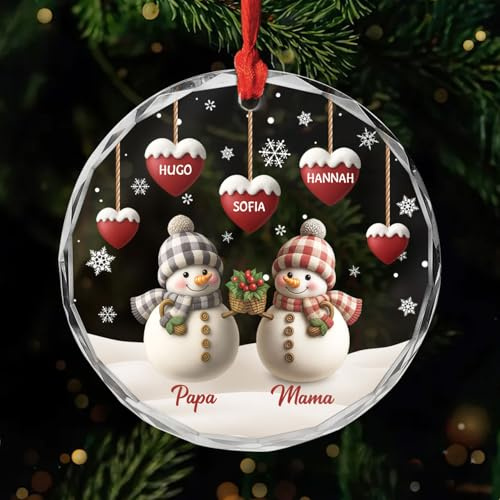 Geschenke Mall Personalisiertes Ornamente - Die Familie - Weihnachtskugel mit Namen, personalisierte weihnachtsdeko, Glas Weihnachtsschmuck (Modell #5)