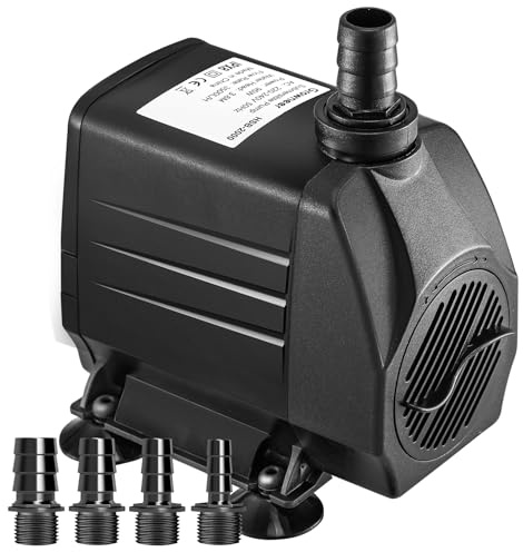 Submersible Water Pump 3500L/H, Ultra Quiet Aquarium Pump for Fountains, Pool, Fish Tank, Pond, Hydroponics, Statuary, Hight Lift 3.6m, 4 Strong Suction Cups, 4 Nozzles (3500L/H 95W)