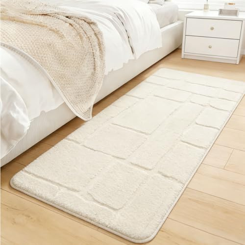 Famibay Cream Rugs Living Room 60x120cm, Runner rug for Bedroom Non Slip, Modern Floor Carpets Bedside Rug for Hallway Entryway Kitchen