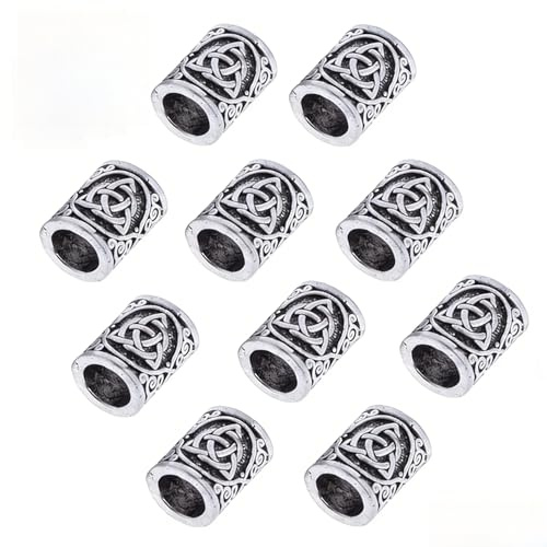 10 Pcs Viking Celtic Knot Rune Beads Metal Dreadlocks Beads Hair Accessories for Hair Beards Jewelry Making