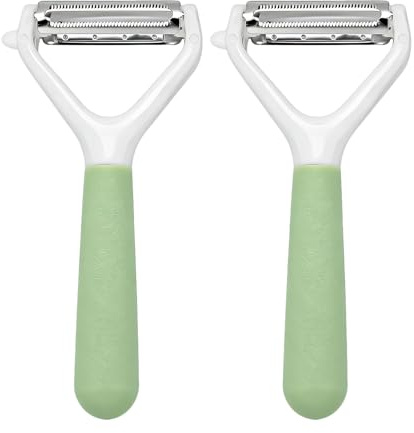 2 Piezas Pelador Patatas, Pelador Verduras Universales de Acero Inoxidable, Doble Hoja, Multiherramienta de Cocina para Frutas y Verduras