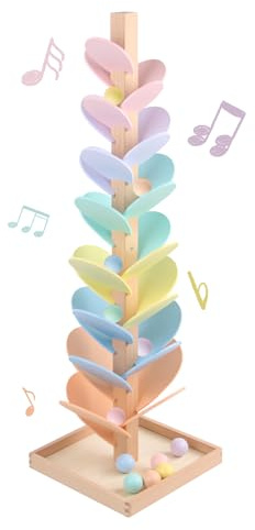 Marble Run Wooden Ball Drop Toys 3-5 (Height: 27.8in) (1.1 Balls) | Wood Music Tree for 4-8 Musical Game Montessori Toys Learning Color Sorting Sensory Toys for Boys Girls 8-12 Gift