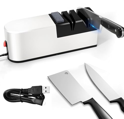 Avvchuy 5 in 1 Electric Knife Sharpener UK, Knife Sharpener with Straight Blade for Rough Sharpening, Repair and Sharpening of Knives