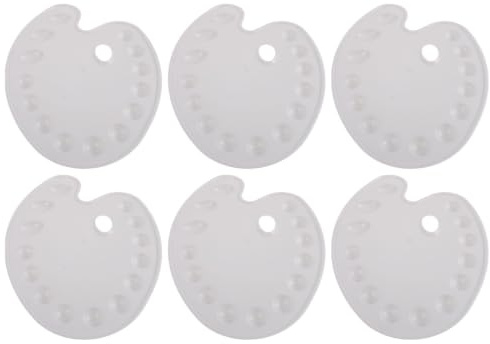6pcs White Plastic Watercolor Paint Tray Palette 14-well Mixing
