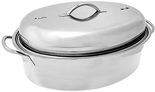 Fox Run Oval Roaster Set, Stainless Steel, 10-Quart