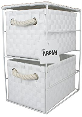 ARPAN Aufbewahrungsschrank mit 2 Schubladen, ideal für Zuhause/Büro/Schlafzimmer, 18 x 25 x 33 cm, Weiß