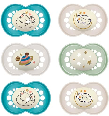 MAM Dummies silicone 6-16 months, pack of 6, 3 travel boxes