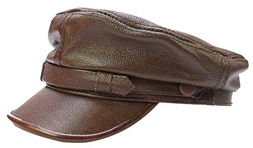 Yosang Adult Genuine Leather Fiddler Cap Flat Top Maciejówka Breton Style Mariner's Cap