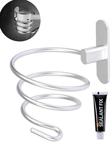G&S S&G Porte Sèche Cheveux Mural, Cheveux en 304 Acier Inoxydable, Rangement/Support de Sèche, Accessoires pour Salle de Bain (Blanc) (A)