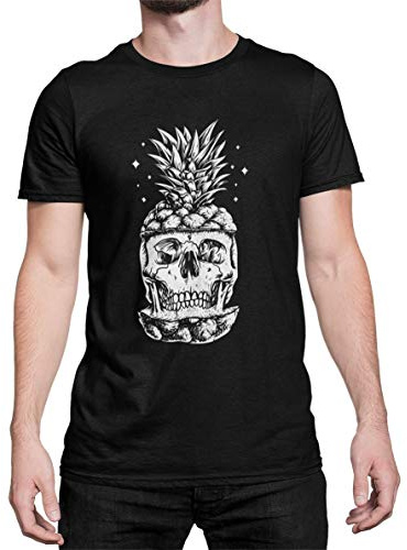 Cool T-shirt med tryck ananas män tröja ananas skalle grå svart vit blå storlek S–XXXXXL
