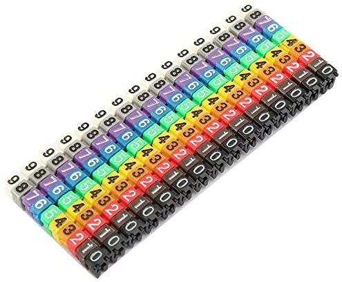 Lodokdre Clip Chaîne Marqueur de câble Emballé en plastique Numéro de Tube de marqueurs de câble de couleur (150 pièces KCM 1,5 mm)